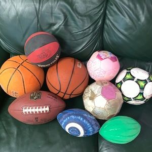 Basketballs,footballs,and soccer balls